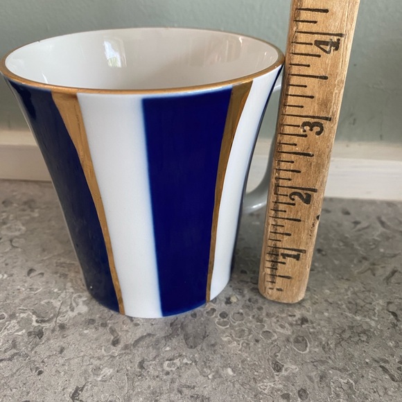 Lomonosov coffee cup Elegant Blue and Gold Striped Mug - Picture 8 of 9